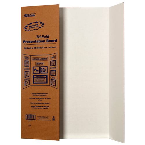 3-Pack 36 x 48 Inch BAZIC Tri-Fold Corrugated Presentation Board